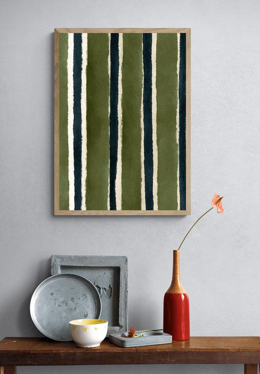 Watercolor Striped Pattern Poster. — room view 3