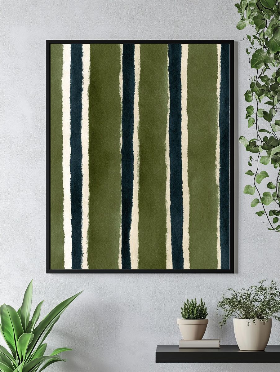 Watercolor Striped Pattern Poster. — room view 4
