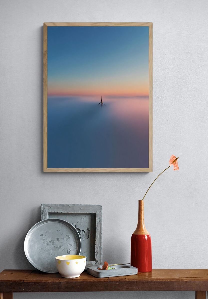 Wind Turbine at Dawn — Photography Print. — room view 3