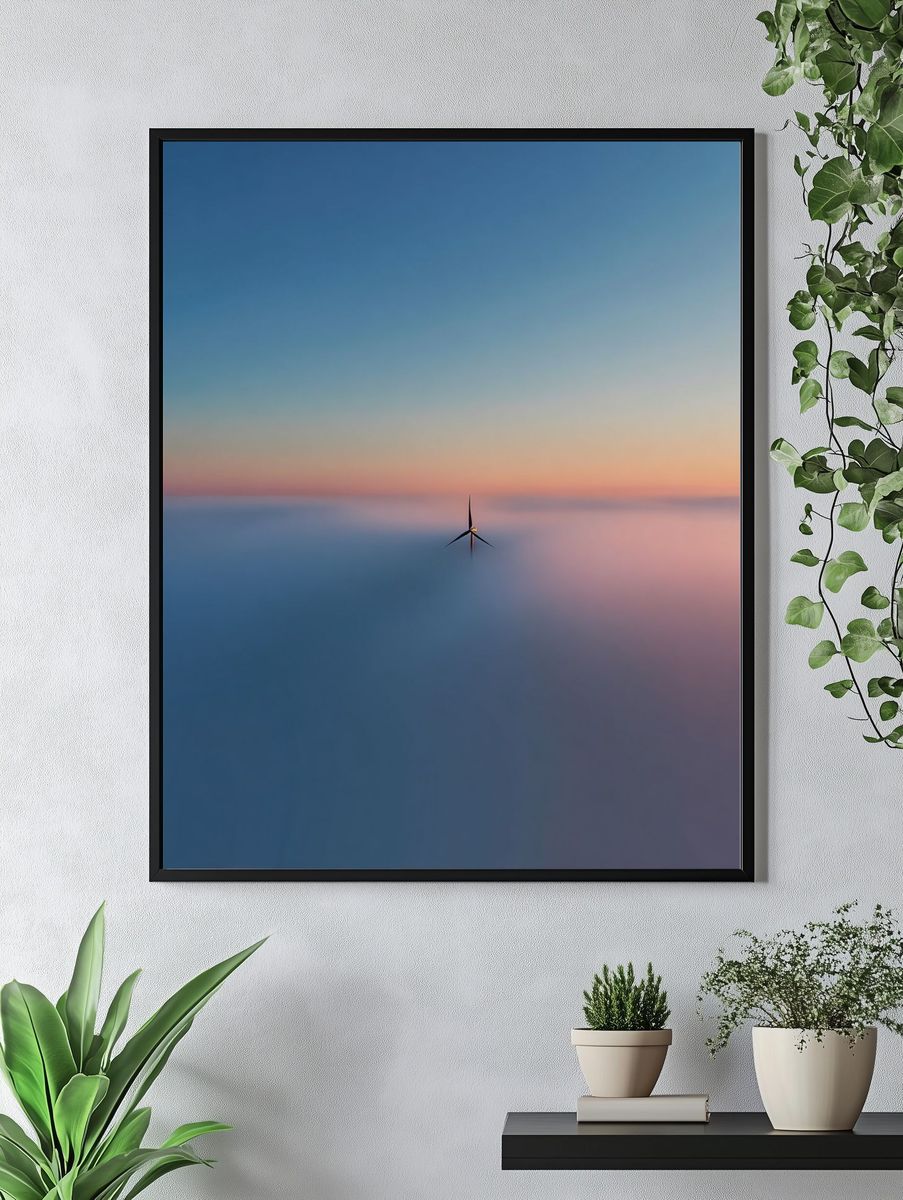 Wind Turbine at Dawn — Photography Print. — room view 4