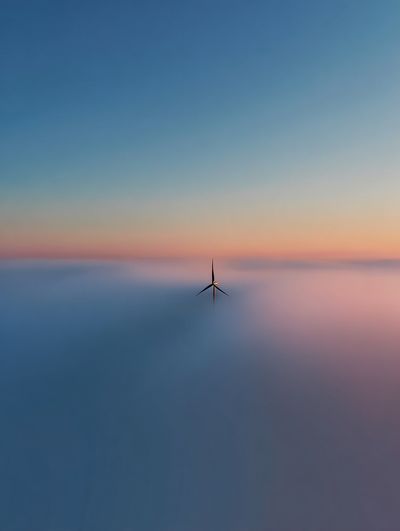 Wind Turbine at Dawn — Photography Print. poster print