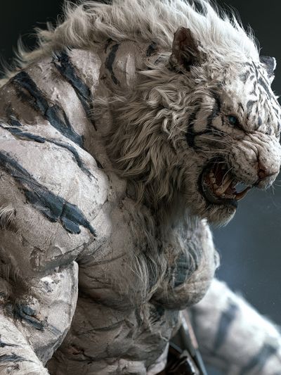 White Tiger Warrior Print.