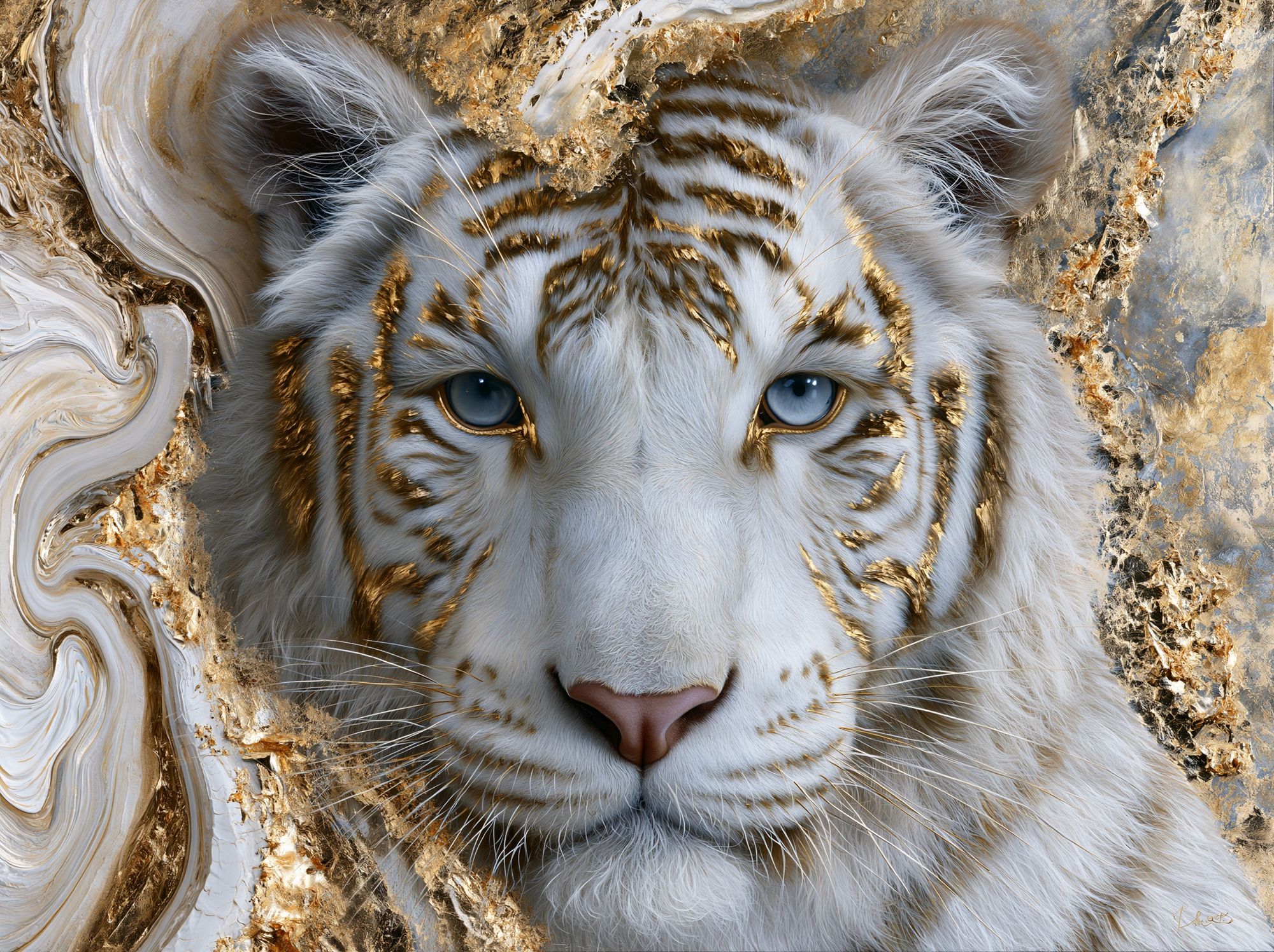 White Tiger Gold Portrait Poster. poster detail