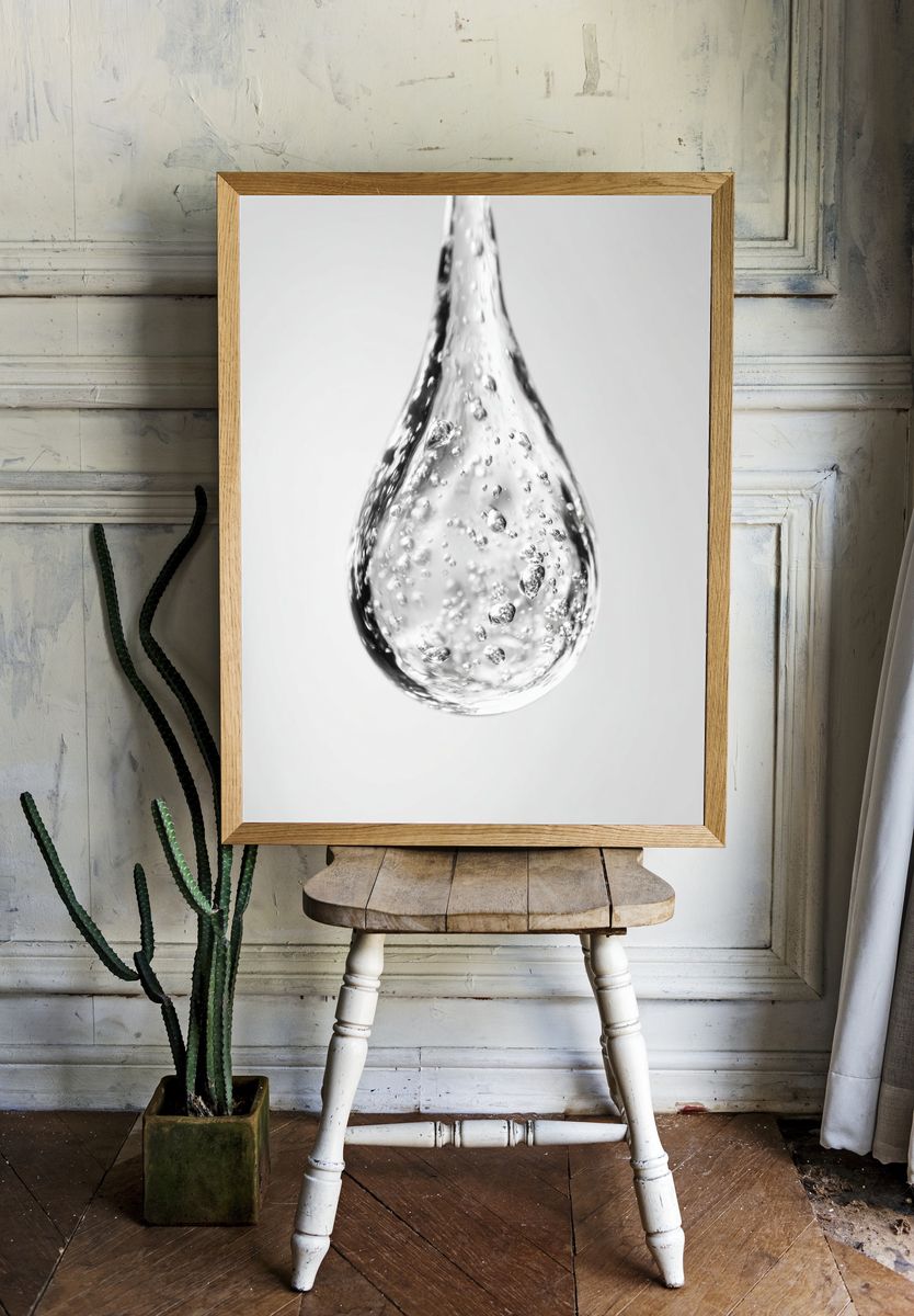 Floating Water Drop Photography Print. room preview