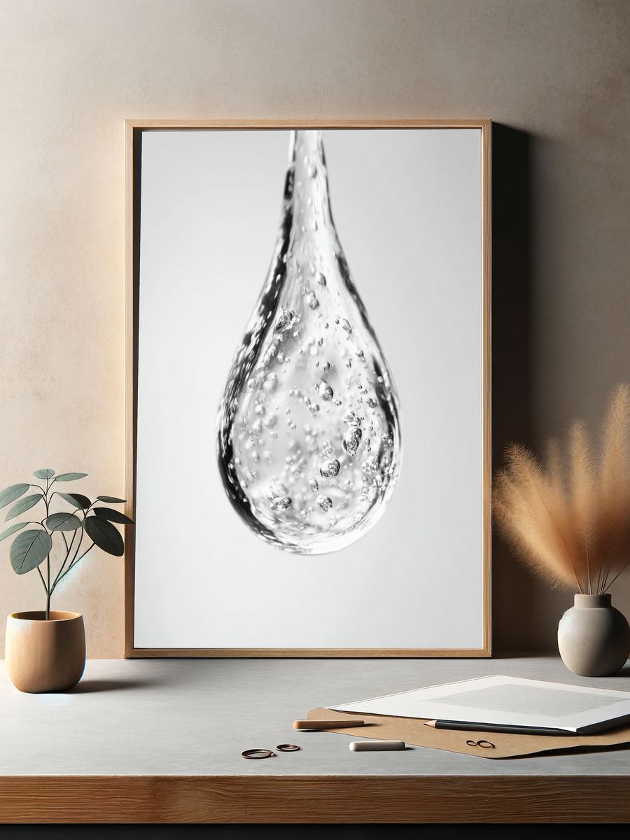 Floating Water Drop Photography Print. — room view 2