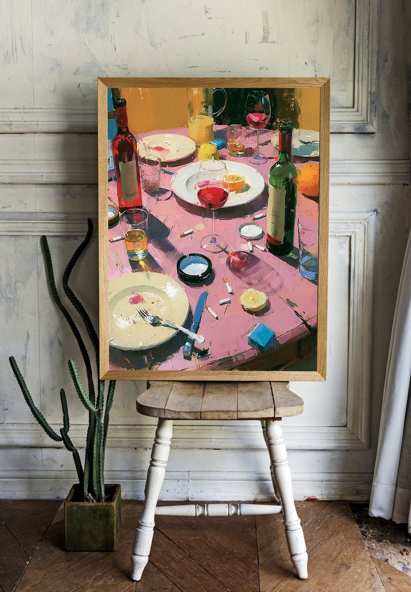 Wine Table Still Life Poster. — room view 1