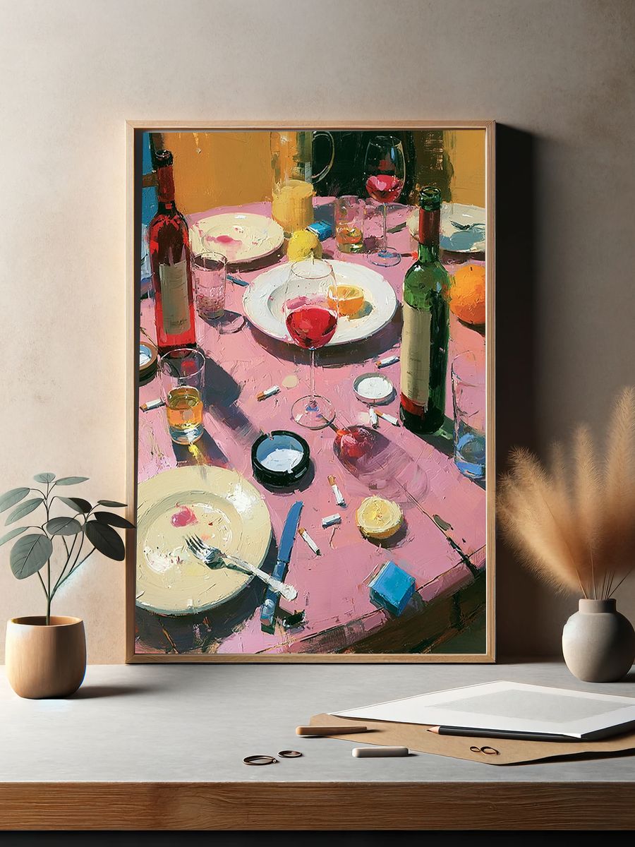 Wine Table Still Life Poster. — room view 2