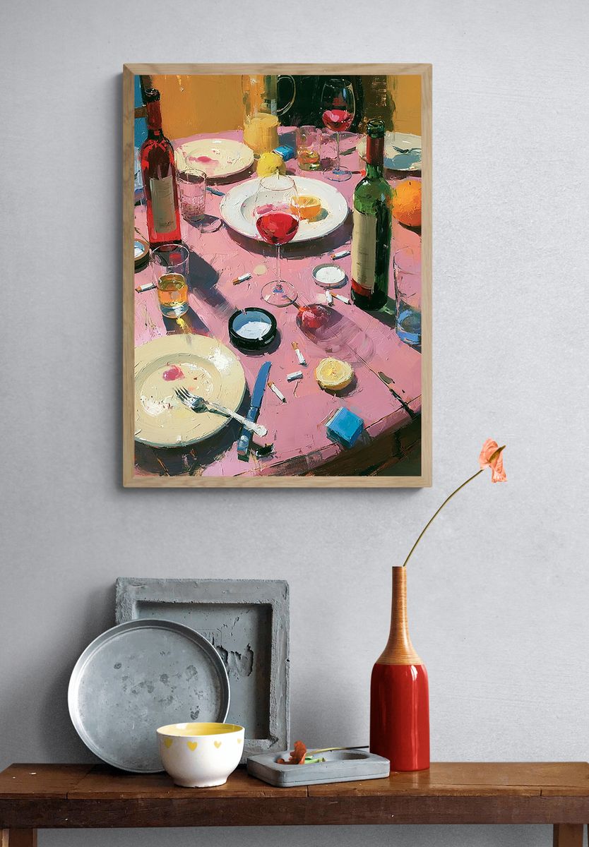 Wine Table Still Life Poster. — room view 3