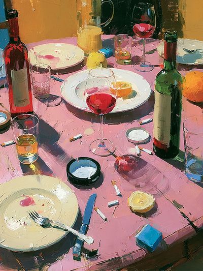 Wine Table Still Life Poster.