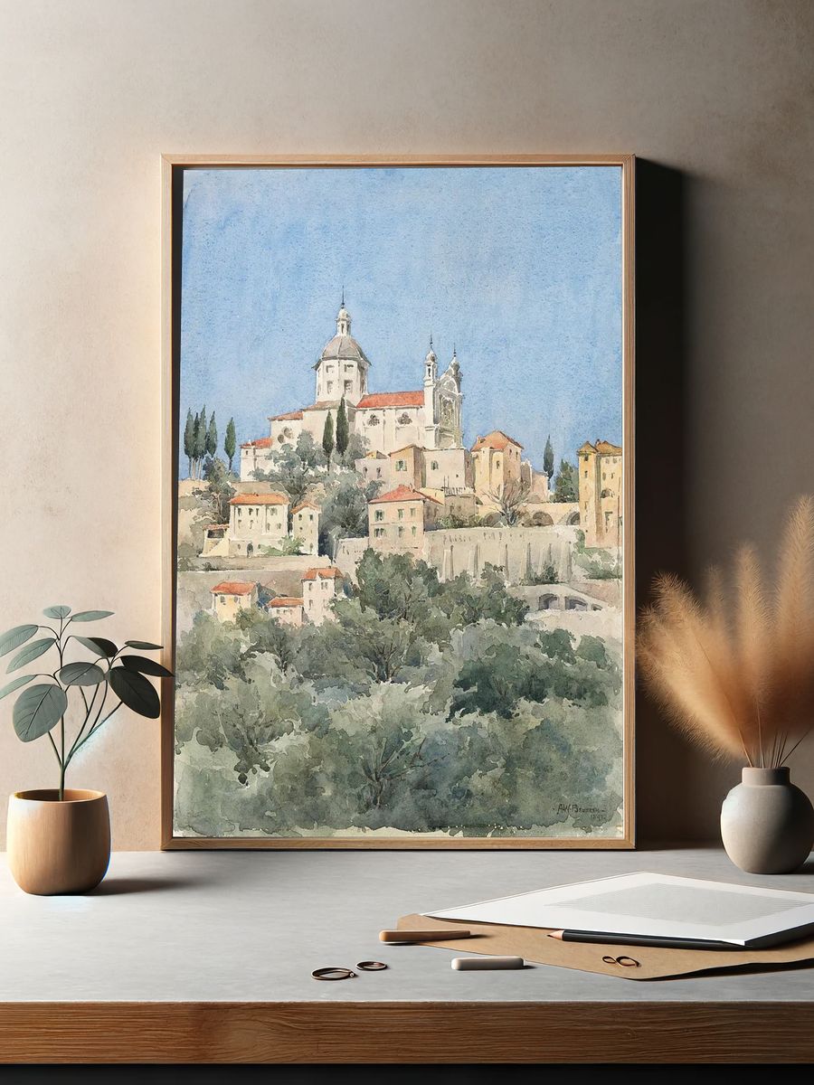 Charming Italian Village — Watercolor Print. — room view 2