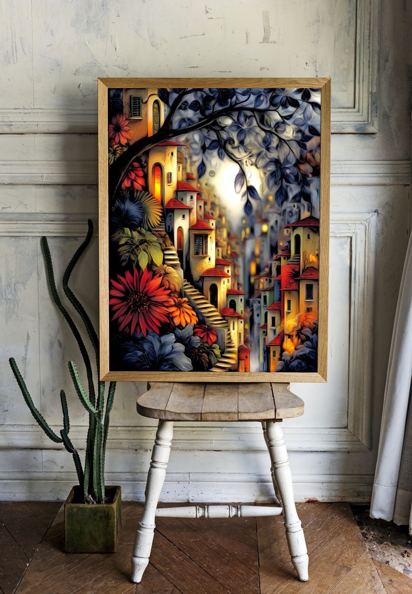 Whimsical Village — Fine Art Print. — room view 1