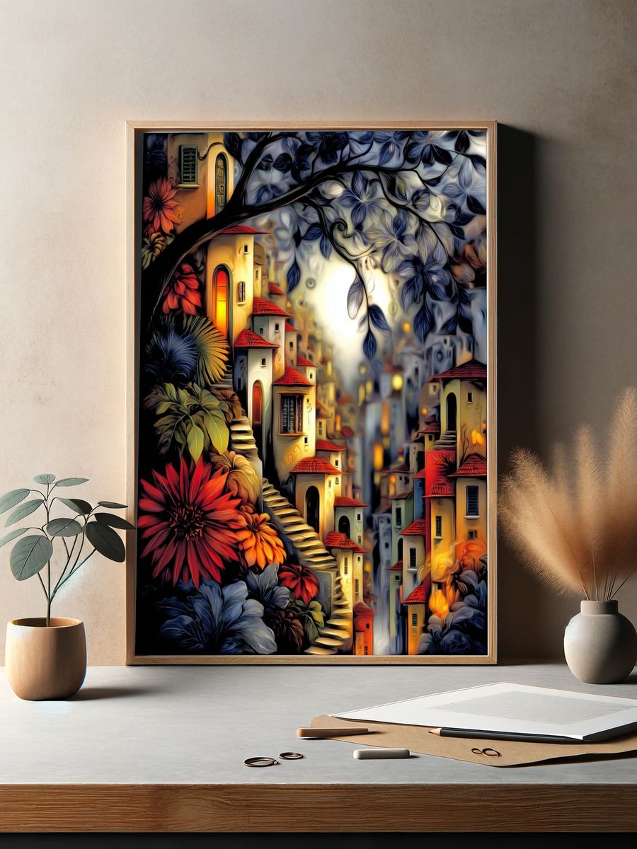 Whimsical Village — Fine Art Print. — room view 2
