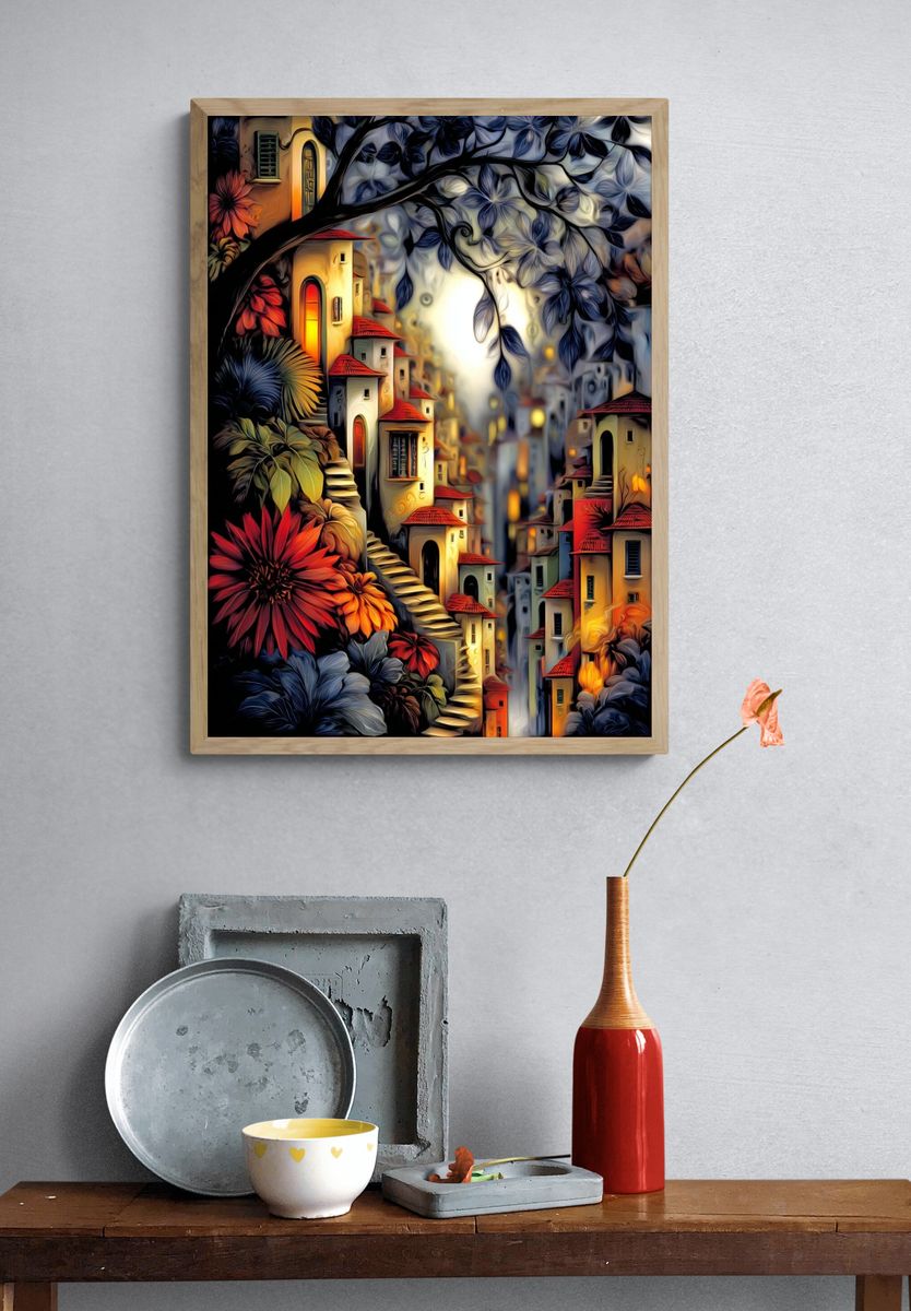 Whimsical Village — Fine Art Print. — room view 3