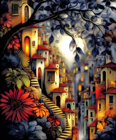 Whimsical Village — Fine Art Print. poster