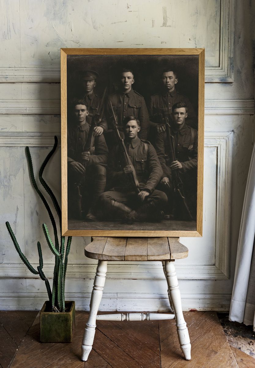 WWI Soldiers Portrait Print. room preview