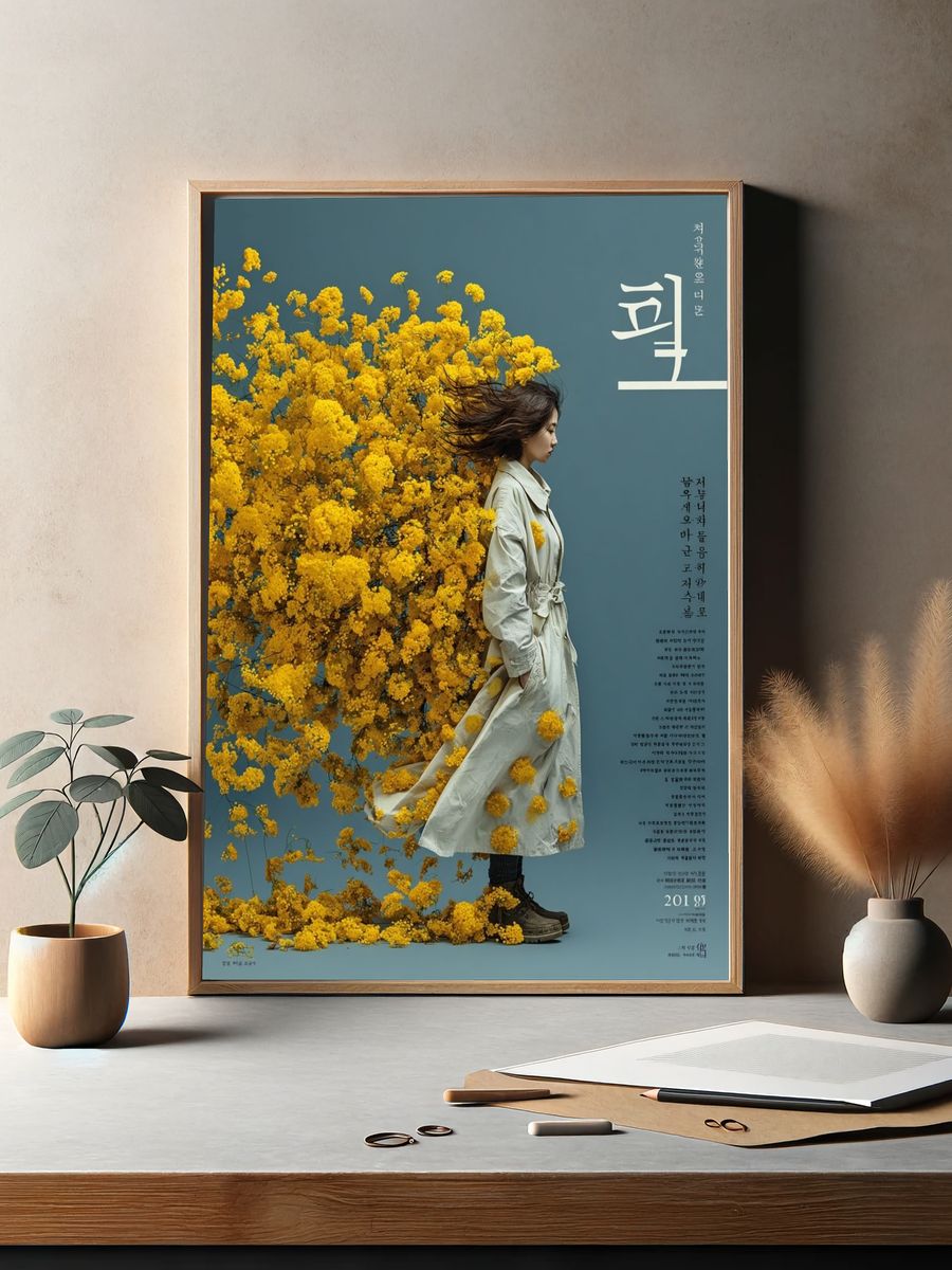 Woman in Yellow Flowers — Fine Art Print. — room view 2