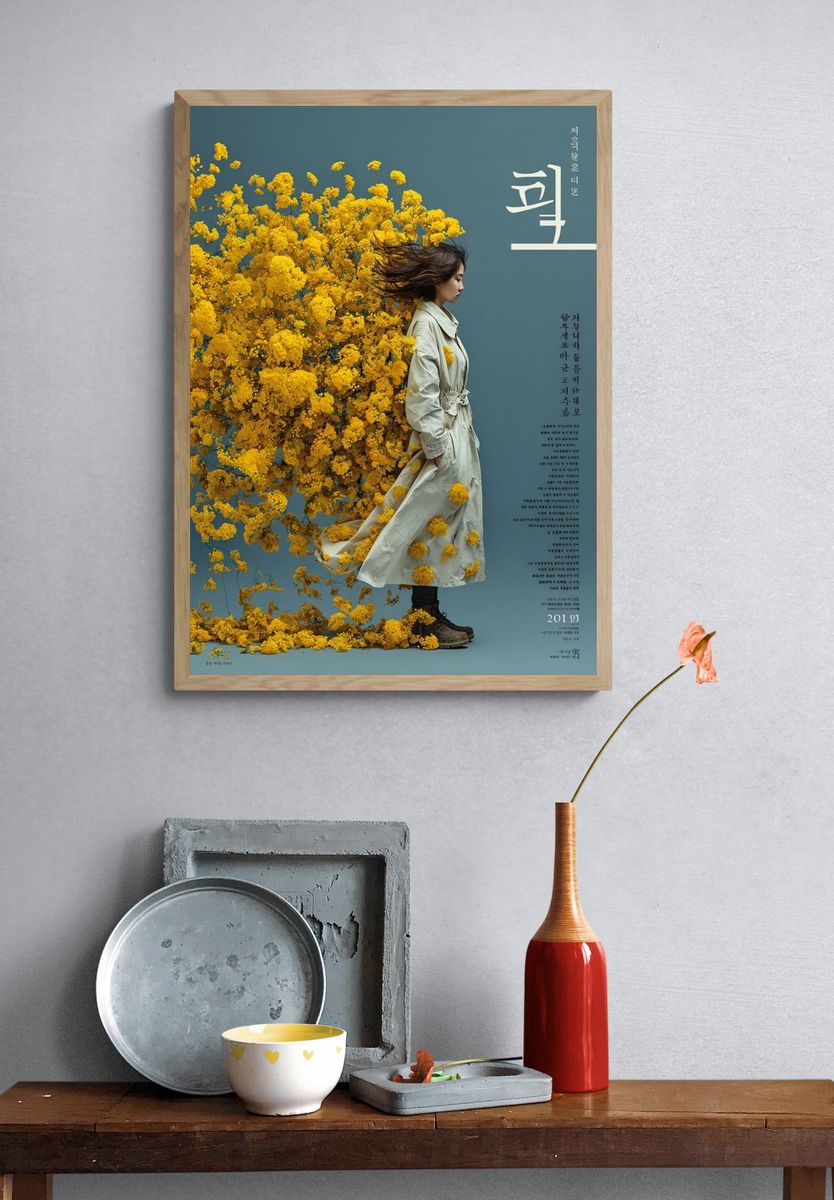 Woman in Yellow Flowers — Fine Art Print. — room view 3