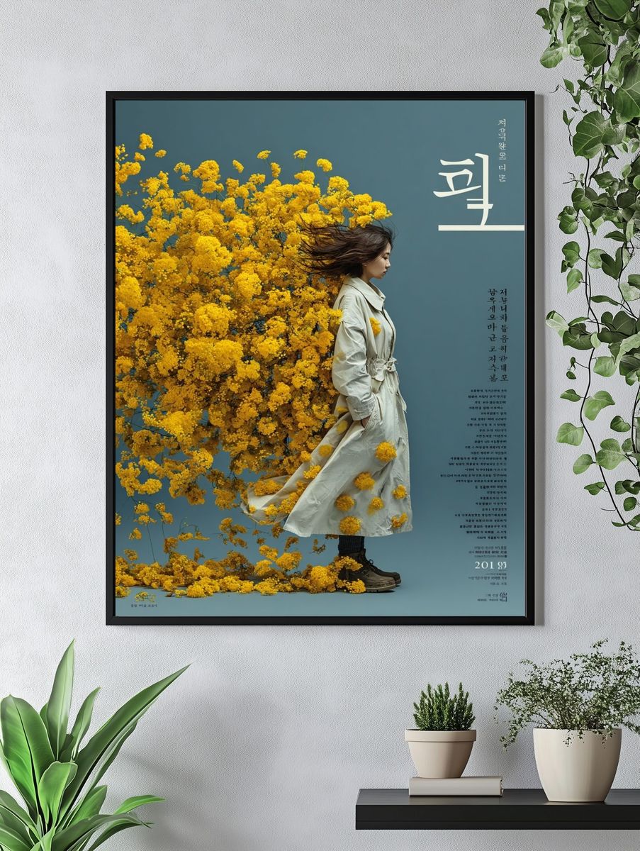 Woman in Yellow Flowers — Fine Art Print. — room view 4