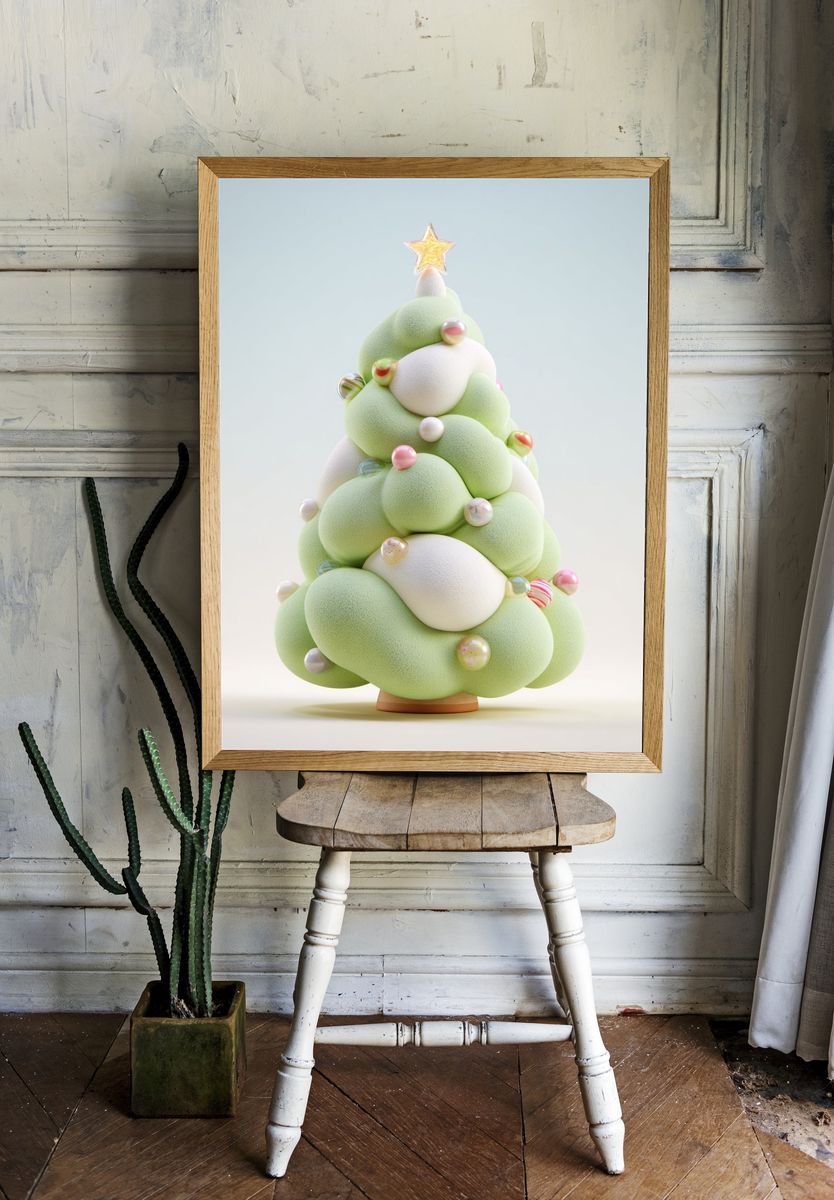 Whimsical Christmas Tree — Illustration Print. — room view 1