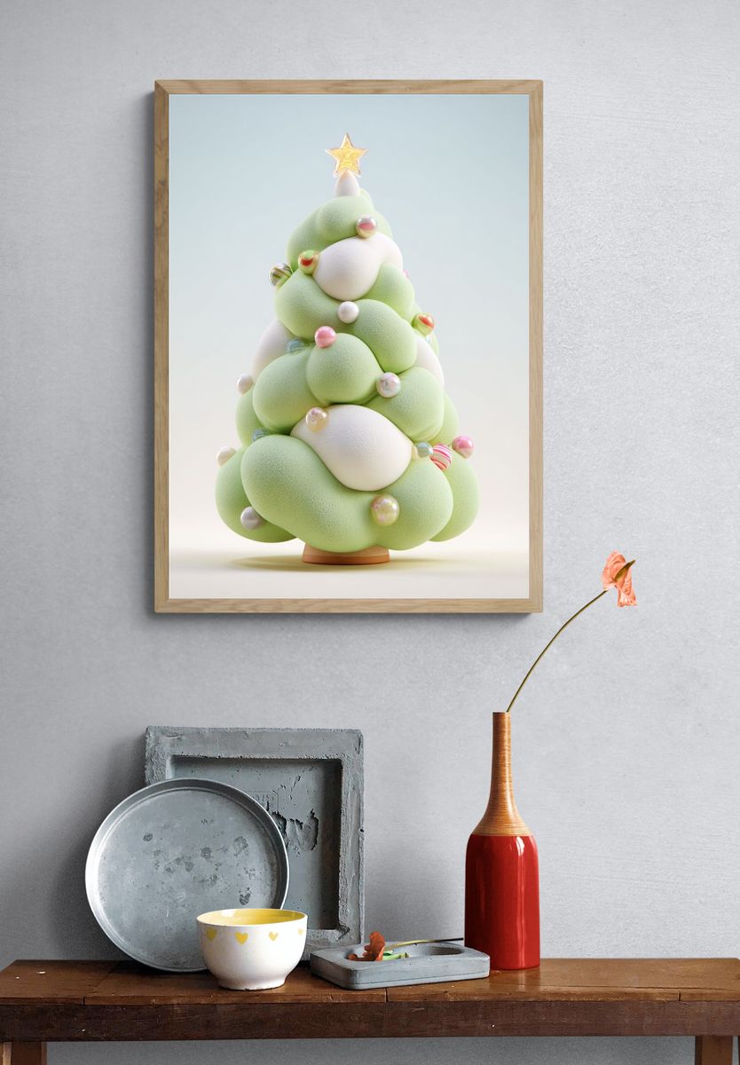 Whimsical Christmas Tree — Illustration Print. — room view 3