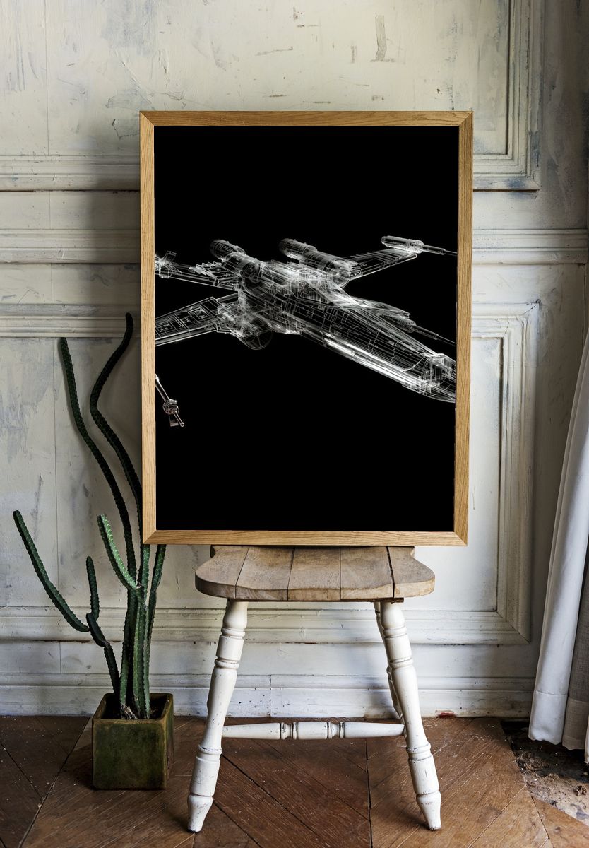 X-Wing Starfighter Blueprint Print. room preview