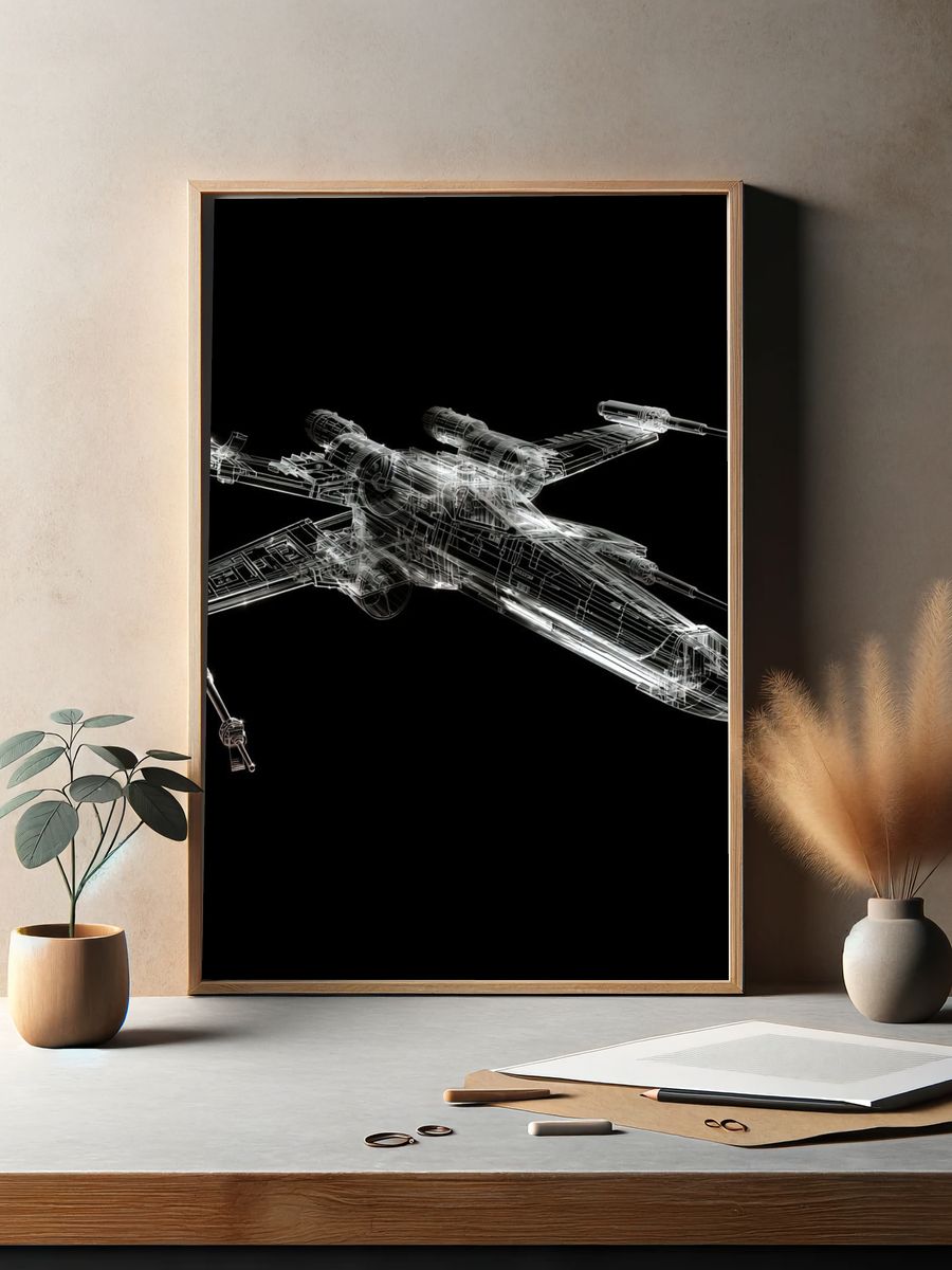 X-Wing Starfighter Blueprint Print. — room view 2