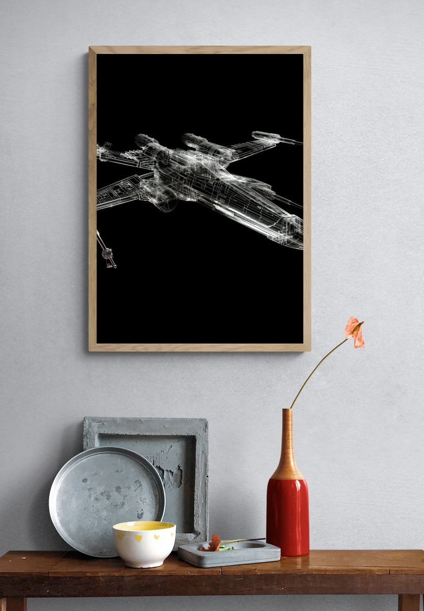 X-Wing Starfighter Blueprint Print. — room view 3