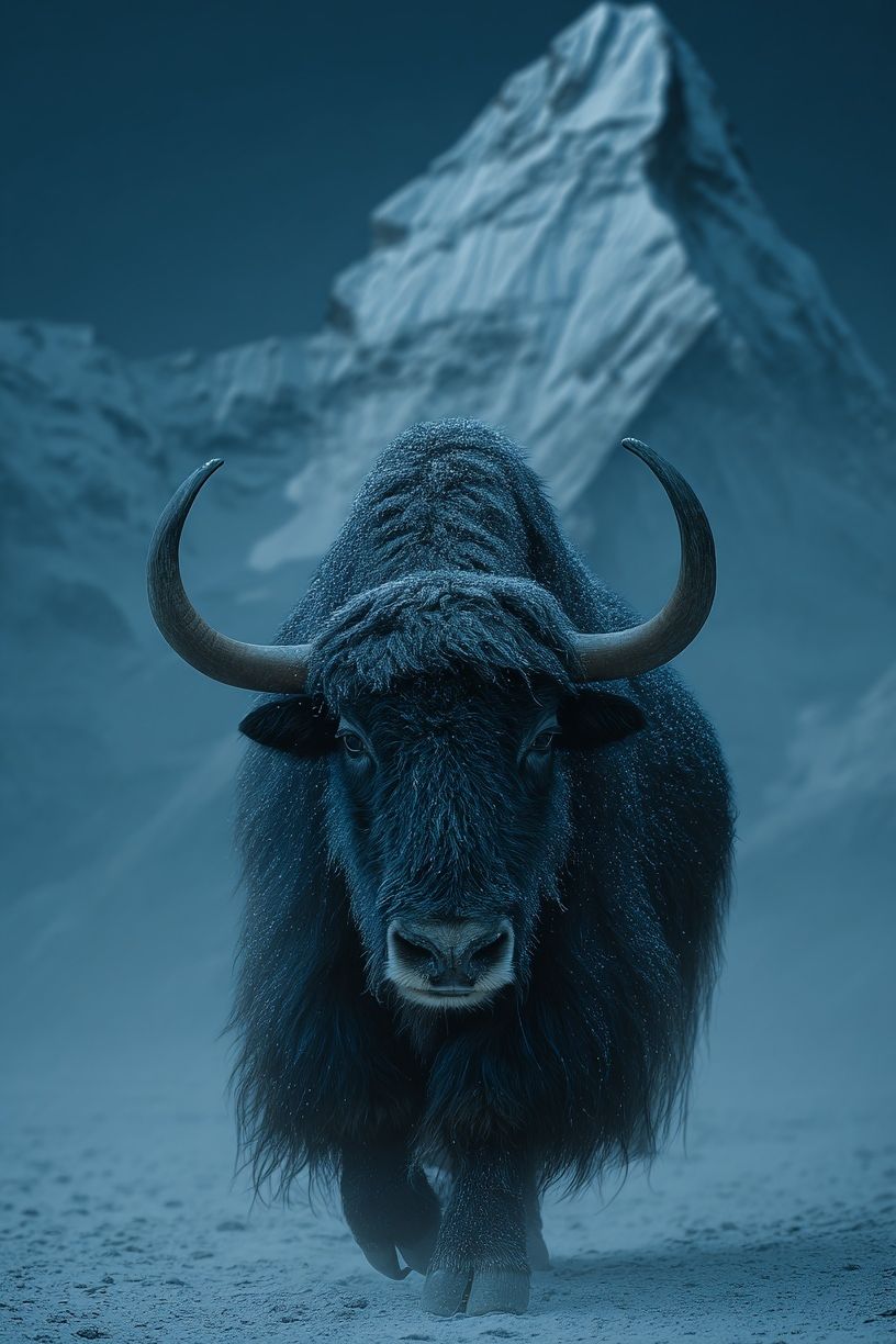 Misty Yak Mountain Photography Poster. poster detail