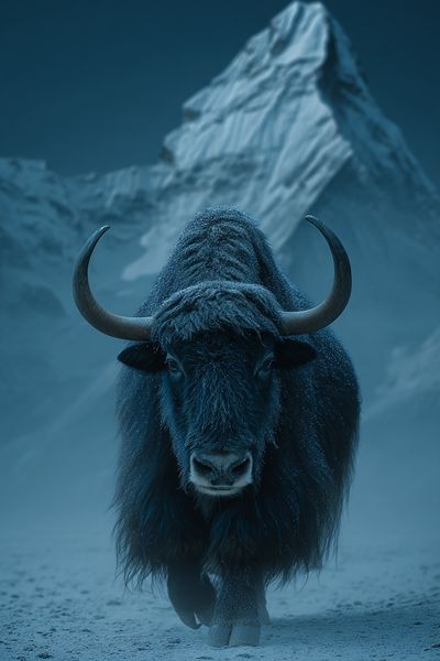 Misty Yak Mountain Photography Poster. poster print