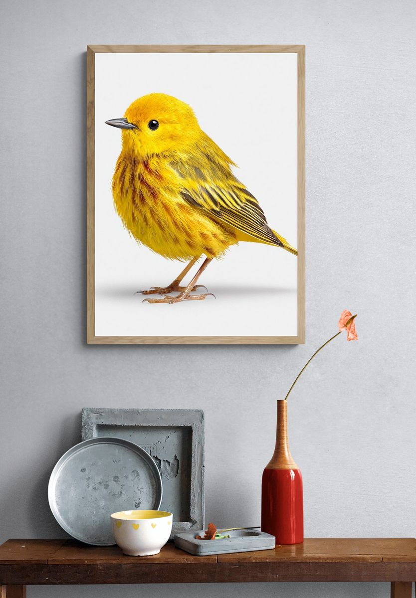 Yellow Bird — Illustration Print. — room view 3
