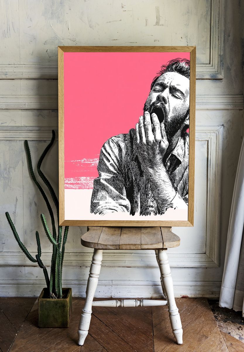 Yawning Man — Illustration Print. — room view 1