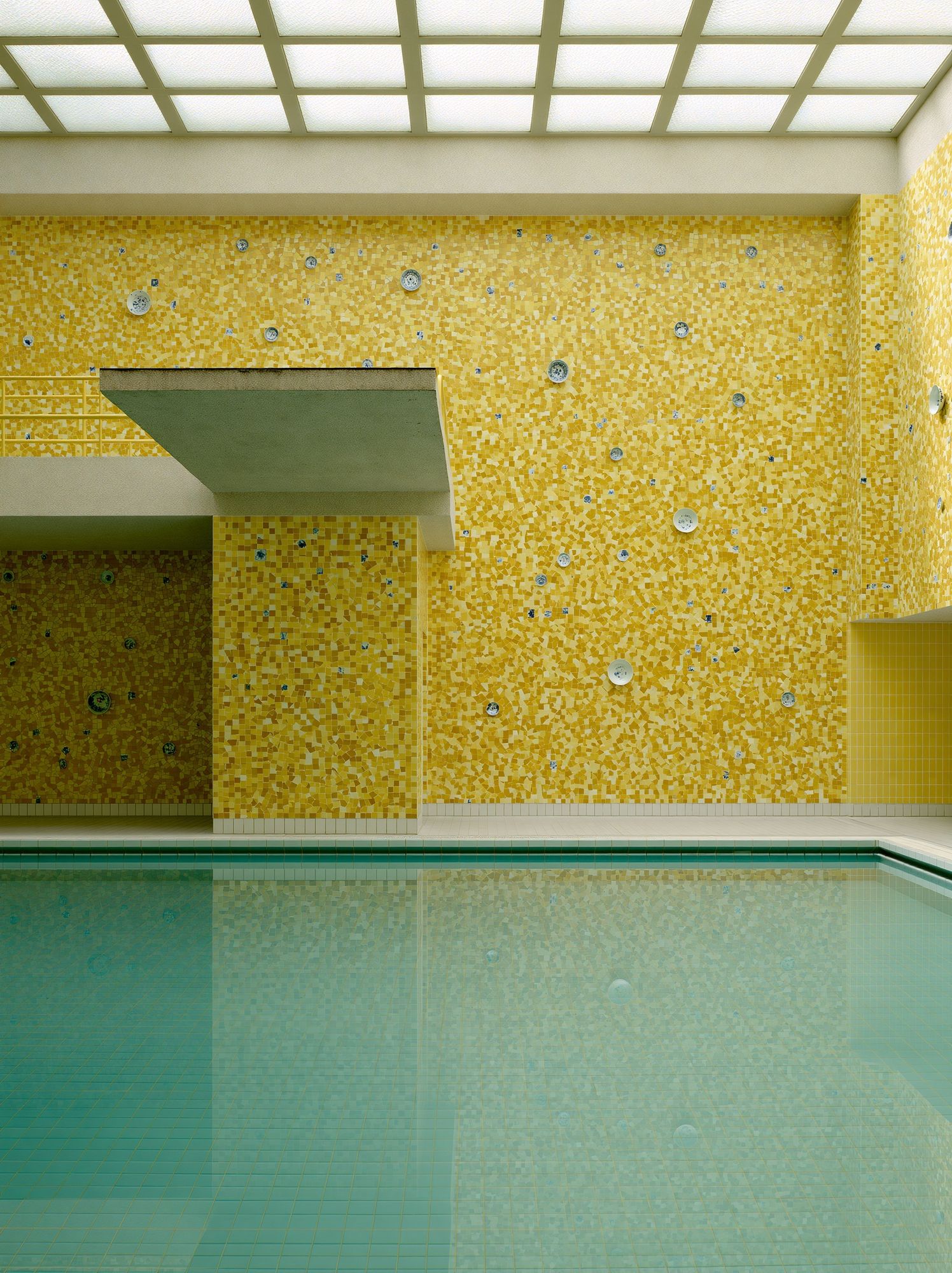 Yellow Mosaic Pool Interior Photography Poster. poster — photography art