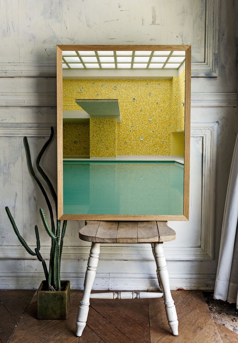 Yellow Mosaic Pool Interior Photography Poster. room preview