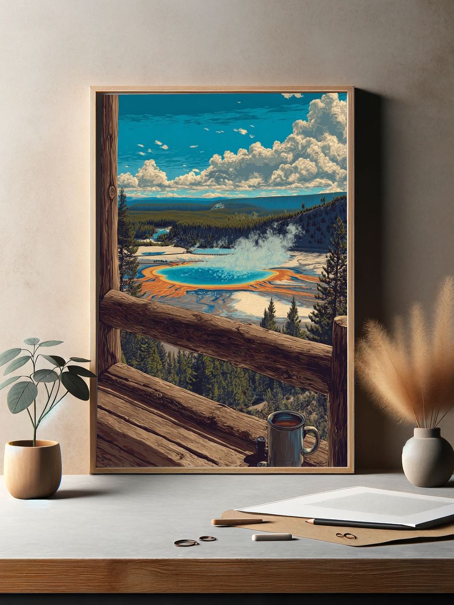 Yellowstone National Park — Vintage Print. — room view 2