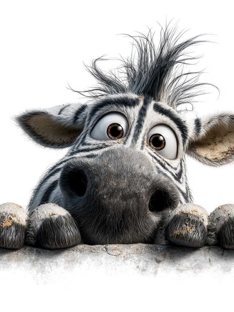 Curious Zebra — Cartoon Print. poster detail