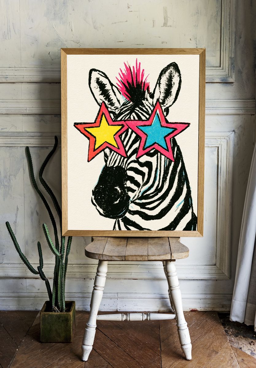 Zebra Pop Art Poster. — room view 1
