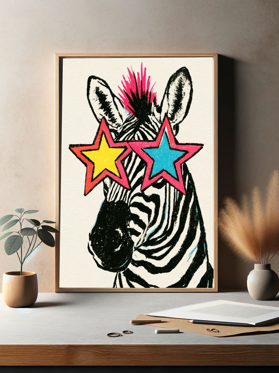 Zebra Pop Art Poster. — room view 2
