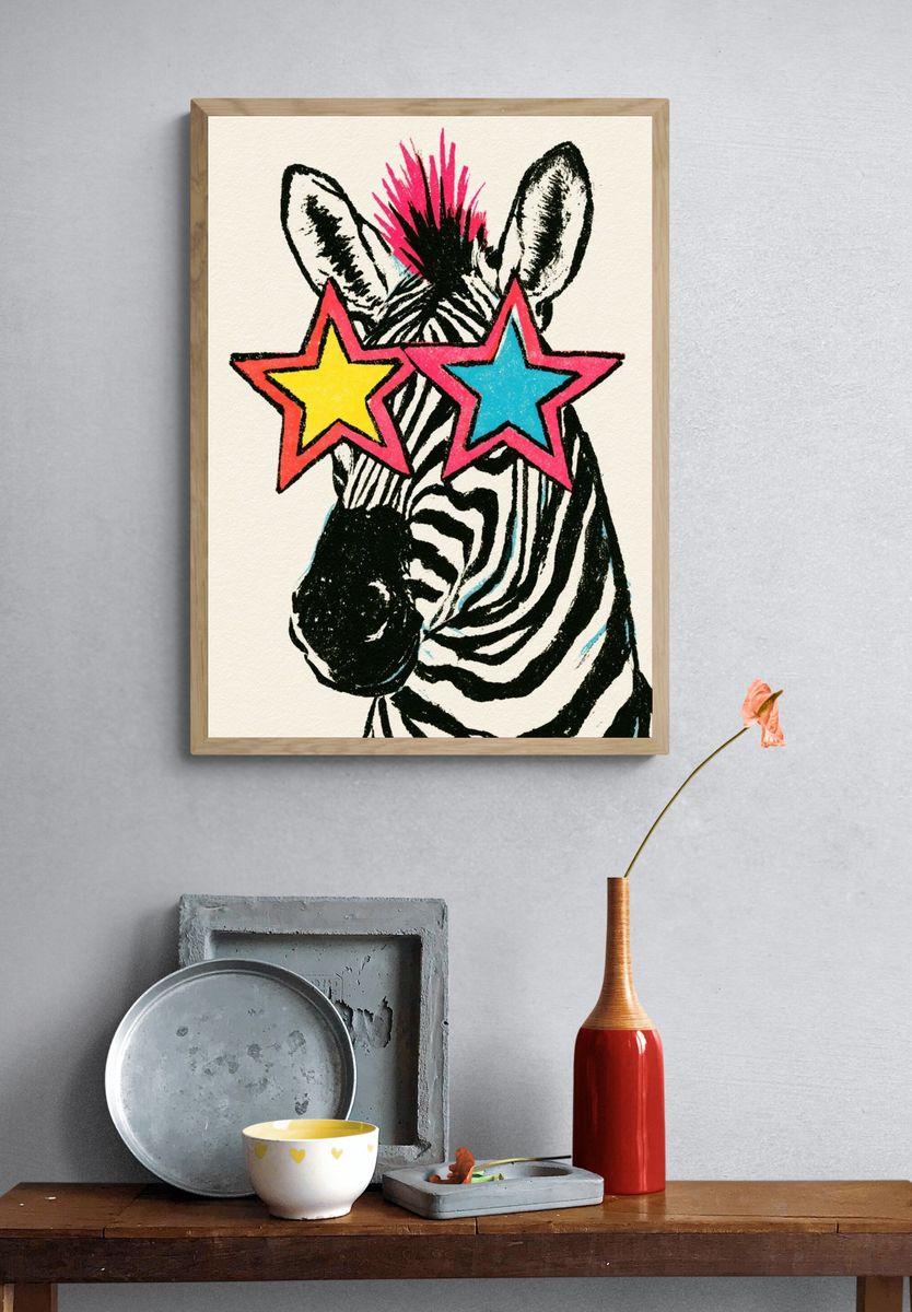 Zebra Pop Art Poster. — room view 3