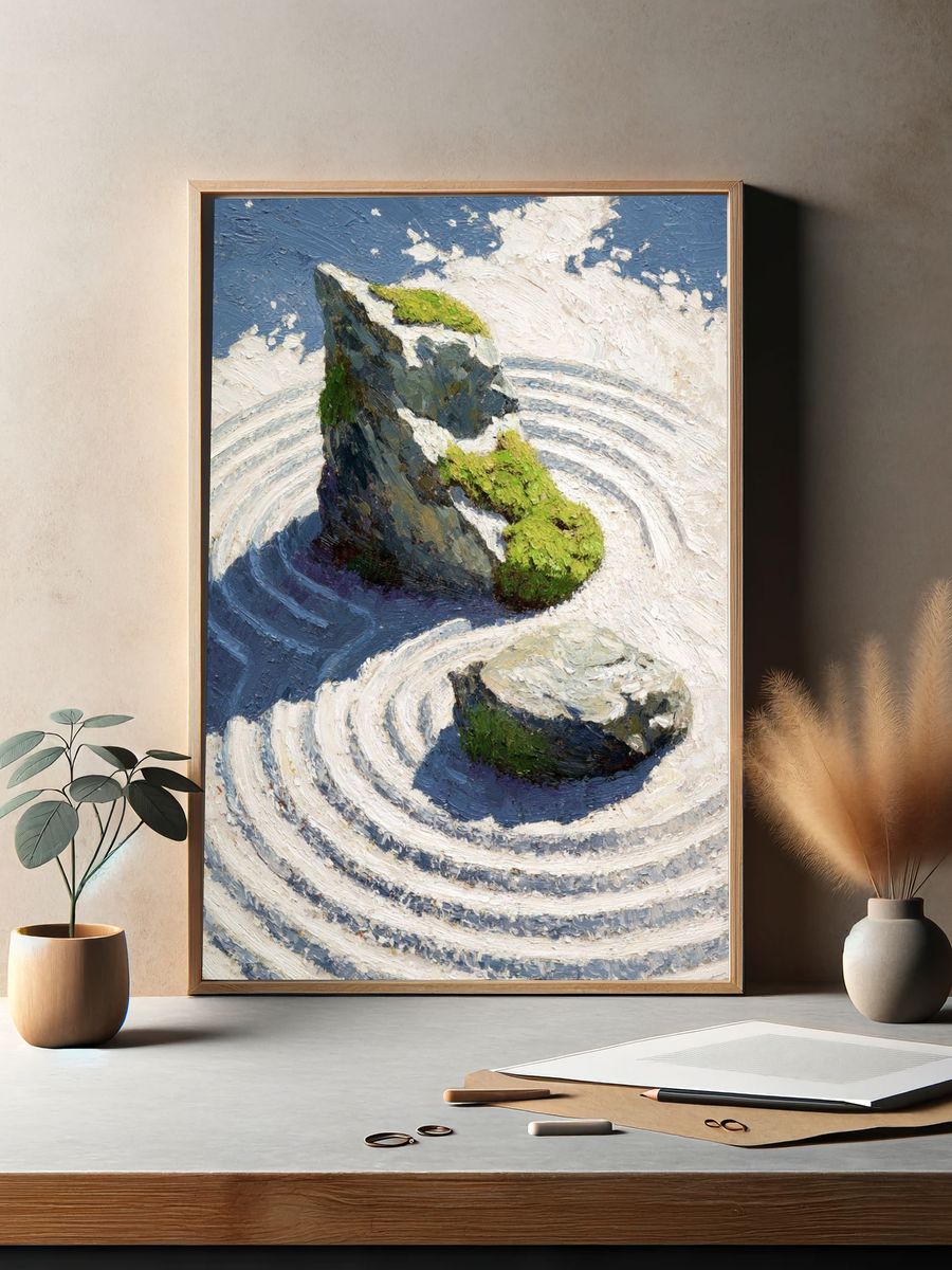 Zen Garden Stones — Fine Art Print. — room view 2