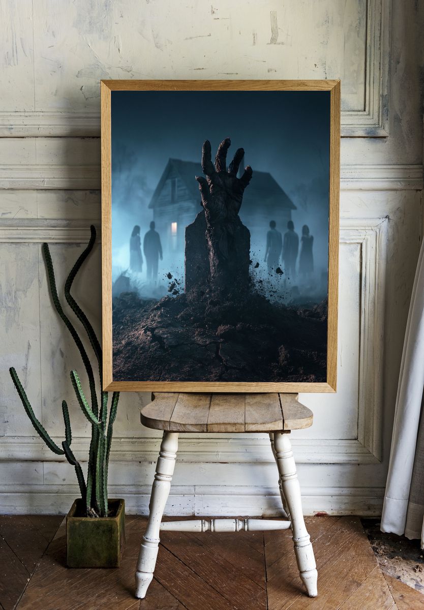 Zombie Hand Graveyard Horror Poster. room preview