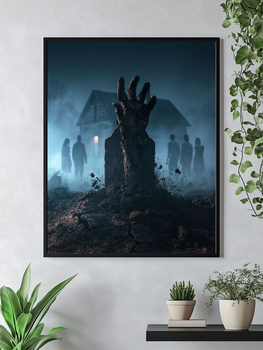 Zombie Hand Graveyard Horror Poster. — room view 4