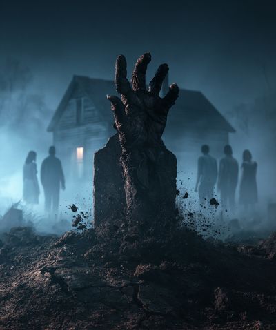 Zombie Hand Graveyard Horror Poster.