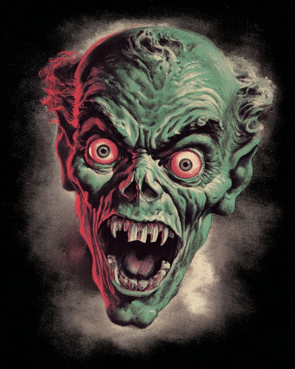 Screaming Zombie — Vintage Print. poster detail