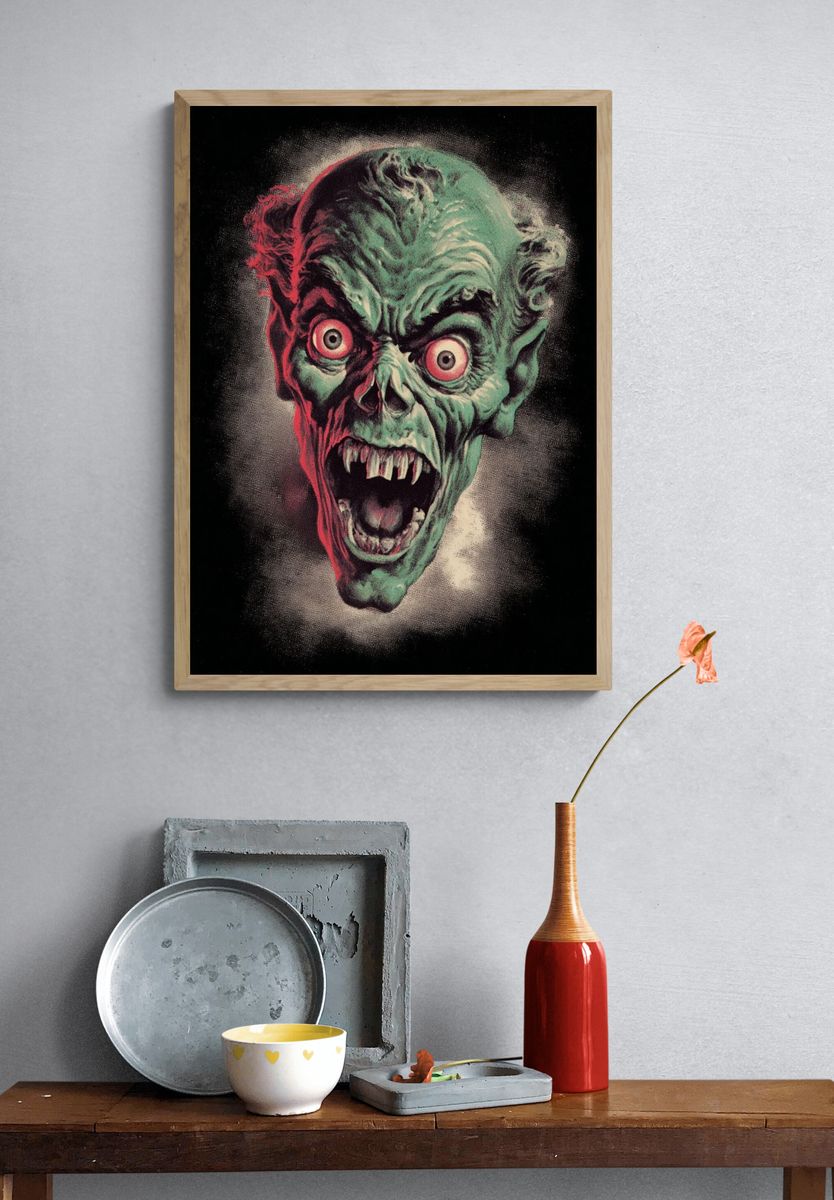Screaming Zombie — Vintage Print. — room view 3