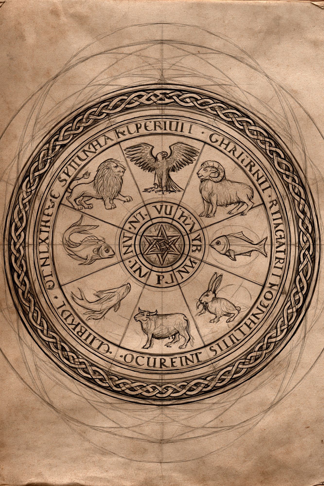 Zodiac Wheel Sketch Poster. poster detail