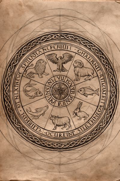 Zodiac Wheel Sketch Poster. poster
