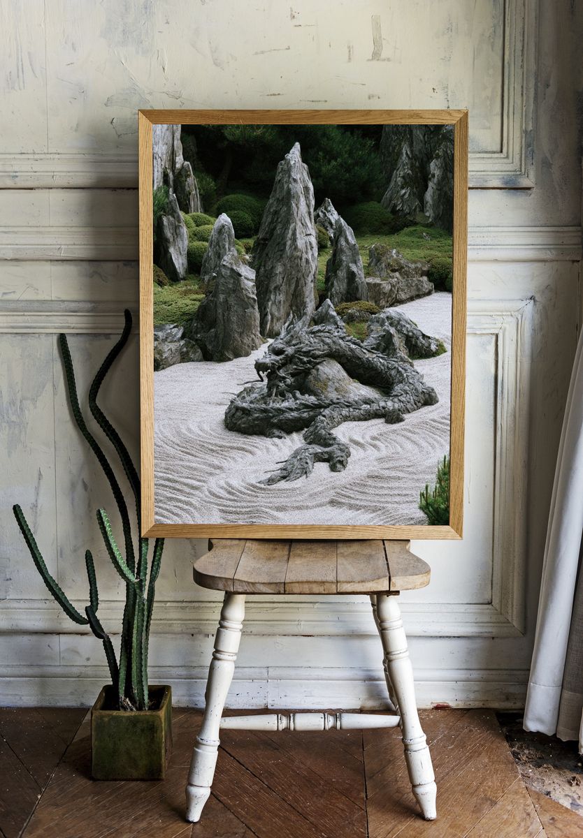 Zen Rock Garden Photography Poster. — room view 1