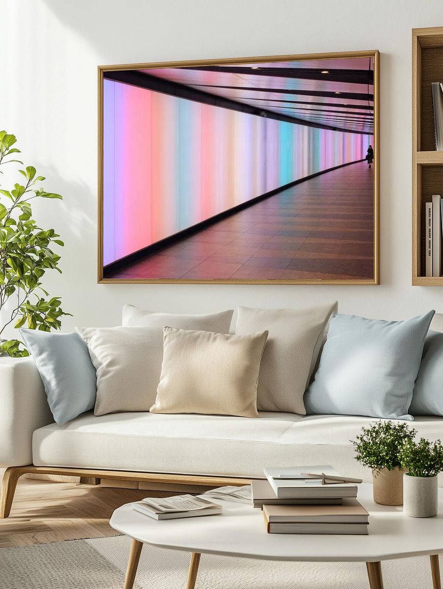 Colorful Light Tunnel — Abstract Print. — room view 2