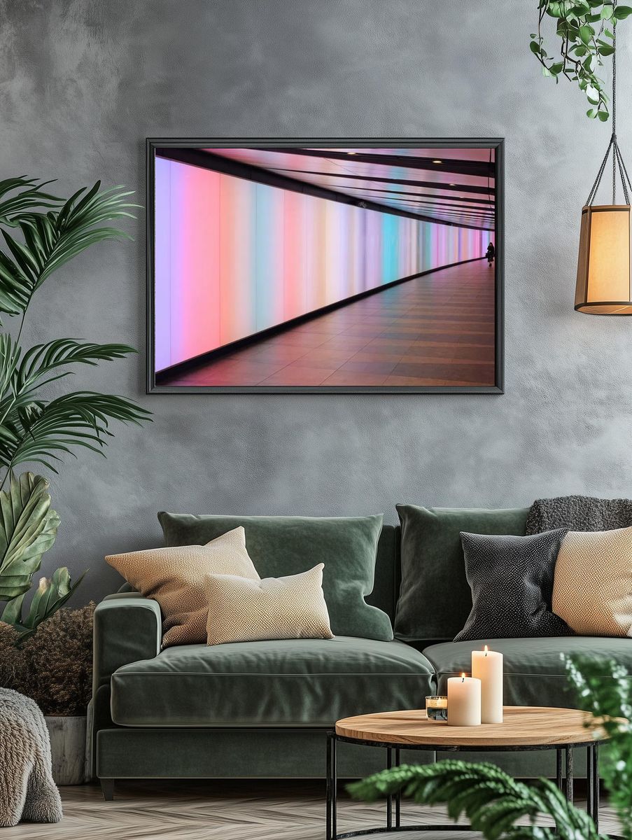 Colorful Light Tunnel — Abstract Print. — room view 4