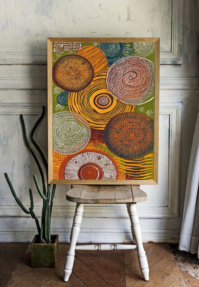 Colorful Abstract Circles Poster. — room view 1